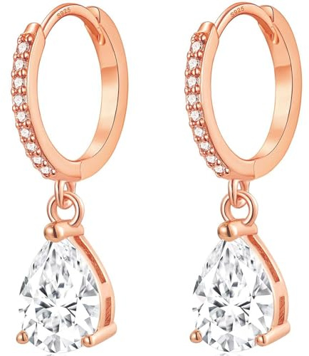 MASOP Ohrringe Silber 925 Hängend Damen, Creolen mit Anhänger Zirkonia Wassertropfen Braut Ohrringe Schmuck Geschenke für Hochzeiten Geburtstag mit Geschenkbox für Freundin Frauen Mädchen Silber/Gold
