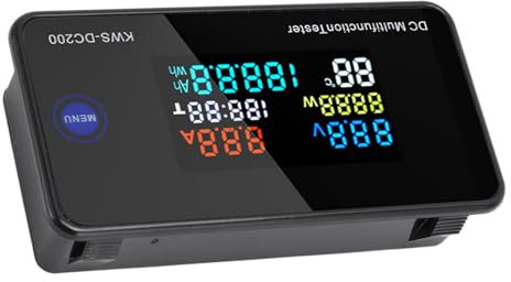 Voltímetro Amperímetro, KWS DC200 10A Voltímetro Amperímetro, DC 8-120V 0-10A Pantalla LCD a Color Multímetro de CC Multifunción 7 en 1 con Derivación de Corriente de 10A para