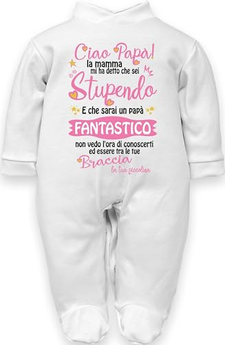 Corrdino Neonato Tutine Body Capello Bavette In Cotone Con Frasi Per Futuro Papà, Regalo Di Nascita Sarai Papà Sto Arrivando