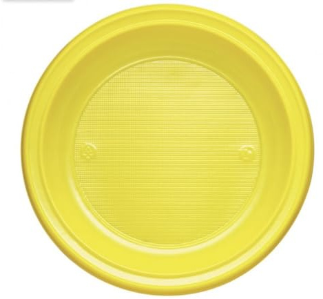 Innclean Plato llano de postre amarillo reutilizable de plástico, 17 cm, 10 cf x 25 unidades (250 platos)