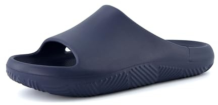 CUSHIONAIRE Men's Galaxy pool slides with +Comfort, Navy, 12