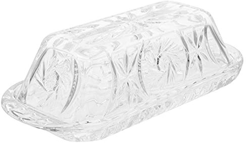 Beurrier en verre transparent recouvert de cristal profond, beurrier bien scellé for garder le beurre doux, design décoratif et aspect antique, plateau à dessert, style 2. ( Color : Style 1 )