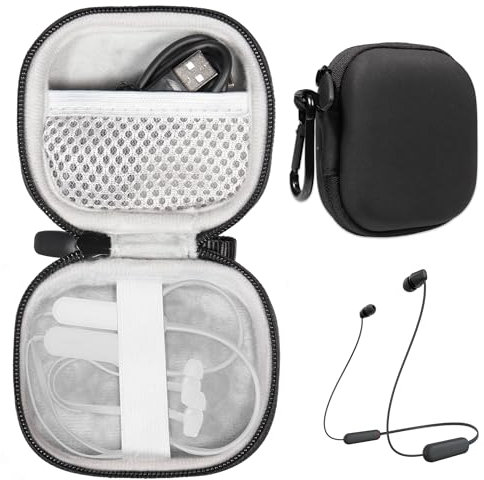 CaseSack Case for Sony WI-XB400, C300, C200, C100 Wireless in-Ear Bluetooth Headphones (Black)