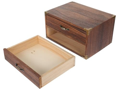 KOMBIUDA Vintage Schubladenschrank Holz für Schreibtisch 2-3 Schubladen Aufbewahrungsbehälter für Schreibwaren Einfache Organisation im Wohnzimmer