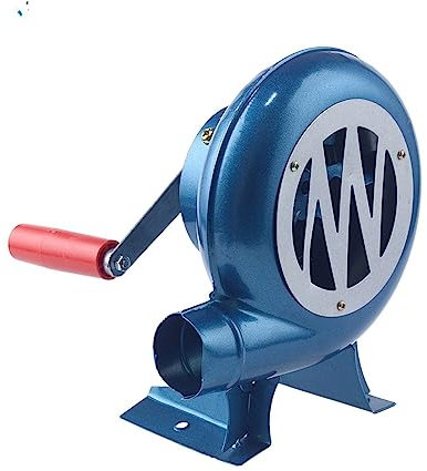 USKI 1PC 120w Metall Industrie Outdoor Grill Eisen Getriebe Handkurbelgebläse, Handventilator Manuelles Feuergebläse Popcornventilator Blaues Modell