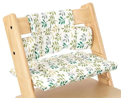 Hiseng Sitzkissen Hochstuhl für Baby Kinder Universal Hochstuhl Sitzkissen Set Hochstuhlkissen, 2-teilige Auflage Sitz-Kissen Set Abwaschbar für Hochstuhl Kinderhochstuhl Druck (Blätter)