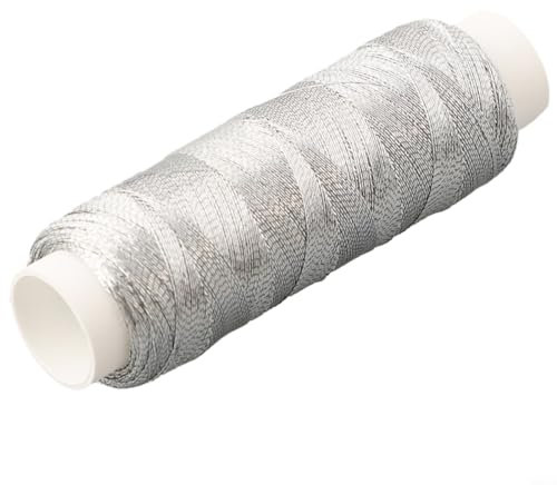 Maschinenstickgarn mit Spule zum Stricken und dekorativen Nähen (1 Silberfaden) in glänzendem Silber und Gold