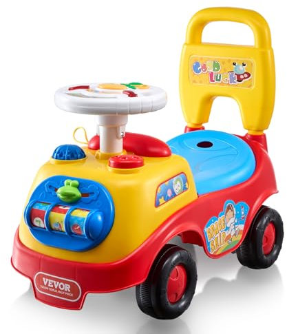 VEVOR Rutschauto, 51 x 25 x 45 cm Rutscher Kinderfahrzeug für Kleinkinder von 1 bis 3 Jahren, Kinderauto mit Musiklenkrad, Hupe und Stauraum unter dem Sitz, Lauflernhilfe zum Sitzen und Stehen