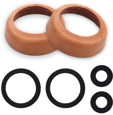 2 Pieces Leather Seals and 4 Pieces Leather Washer, Leather Sleeves Replacement Parts for Manual Water Pump Type 75, Piston Sleeves for Garden Pump and Fountain Pump (Brown)