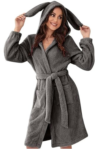 Damen-Bademantel aus Flanell, mit zwei Taschen, weich und warm, doppelseitig, Samt, Schlafanzug, Hausmantel, 281 x, wassermelone, XL