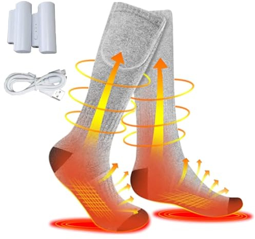 Calze riscaldate per uomo e donna, invernali, calde, lunghe, termiche, regolabili in 3 livelli, ricaricabili tramite USB, per sport all'aria aperta, ciclismo, sci, escursionismo, campeggio e pesca