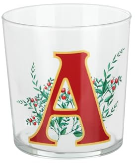 KASANOVA Bicchiere Natale lettera A vischio 360 ml