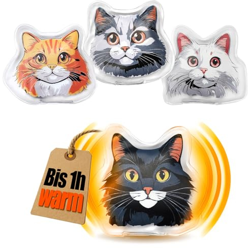 COM-FOUR® 4X Taschenwärmer wiederverwendbar, Handwärmer mit Katzen Motiv | Wärmepad für kalte Tage und für unterwegs - Wärmeknickkissen