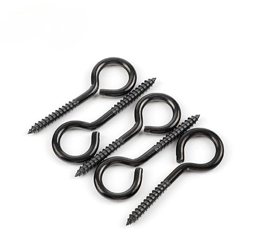 Set di 14 viti a occhiello in acciaio inox, viti ad anello M7,5 con filettatura in legno per amache, tende da sole, poltrone sospese, sedie a dondolo, cavo fisso e fioriere, nero