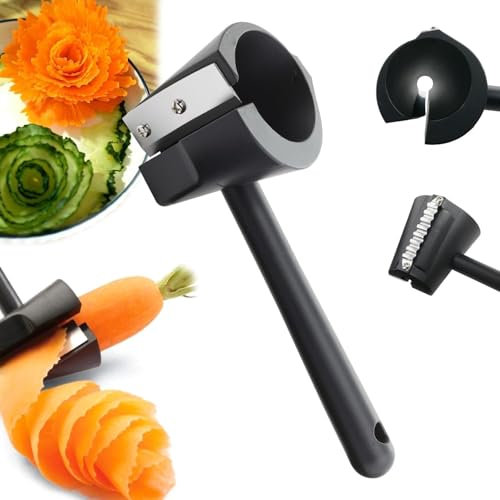 LIZAOZHANG Rizador de Zanahoria Giratorio, Cortador de Frutas y Verduras de raíz, rizador Espiral de Zanahoria y Pepino, Herramienta Creativa para Cortar Flores, pelador de Zanahorias para tallar