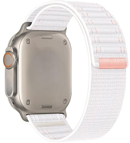 gratulatio Compatible with Apple Watch Strap 46mm 45mm 44mm 49mm Men, Braided Woven Sport Loop Band for IWatch Series 11 10 9 8 7 6 5 4 3/SE 2/Ultra 2, Nylon Fabric Strap White