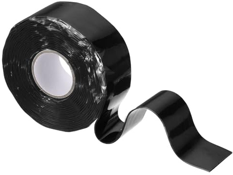 sourcing map Self Fusing Silicone Tape, 25mm x 3 Meter Waterproof Water Leak Sealing Tape for Plumbing Pipe Hose Repair Handles, Black (0.5mm Thick)