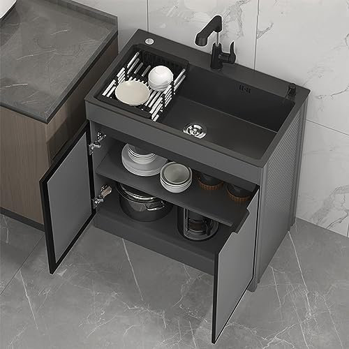 SdaryWare Lavello da Cucina, Set di mobili per lavabo da Bagno, lavandini da Esterno, lavello Indipendente in Acciaio Inox, Mobile con lavello Integrato, con Doppia,55cm