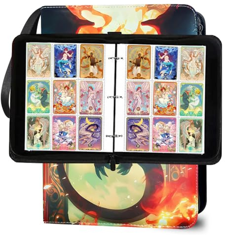 Album Raccoglitore per C-arte, PU-Album Carte, Album C-arte Collezione con Cerniera, 50 Pagine 900 Cartes A-lbum Cartella, Al-bum di C-arte da C-ollezione, Compatible con Varie-Carte da Collezione (B)