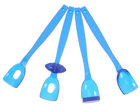 NOLITOY 4 Herramientas Azules para Entrenamiento y Rehabilitación Muscular Oral Infantil, Cucharas de Pp para Ejercicio Motor Oral y Terapia del Habla en Niños