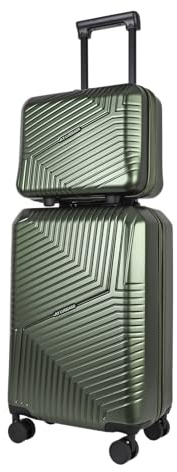 JLY Swirf medium resväska – träkolsgrå lätt PC + ABS-bagage med spinner-hjul, mugghållare och organiseringsinredning för långa resor, Jaktgrön, 2 Pcs Set: Vanity Case, Small, 1 del