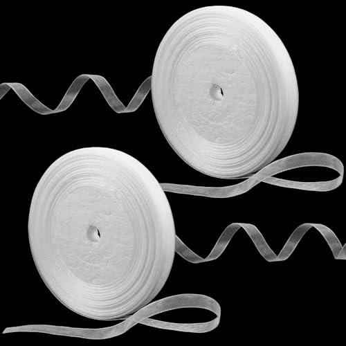 2 Rollen 1mm Weiss Chiffon Geschenkband 90m Breit Weiß Organzaband Transparentes Organza Bänder Geschenkband für Weihnachten, Hochzeiten, Festgeschenke, Geburtstag, Geschenk Dekorationen