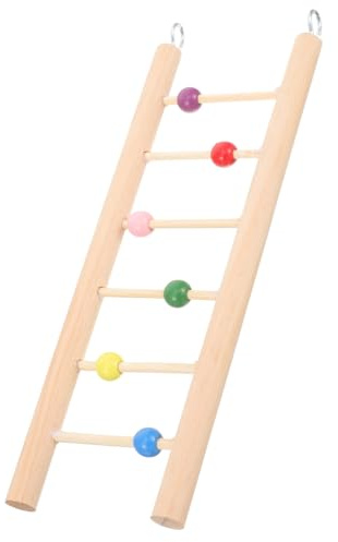 FUTUREORYY Échelle en Bois Beige Accessoire Pratique pour Perroquets et Petits Oiseaux Jouet d'escalade et D'entraînement Suspendu pour Cage d'oiseaux