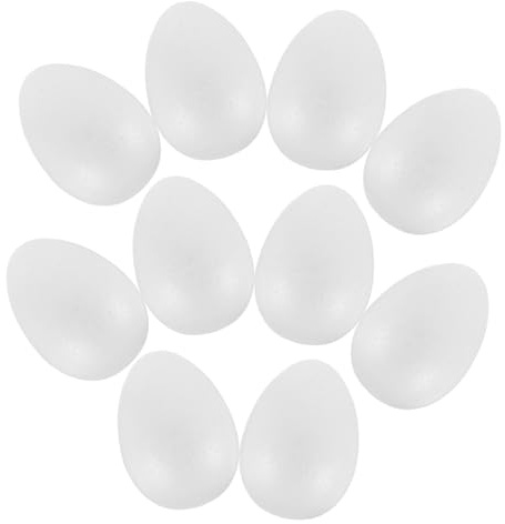 Gogogmee 10 Pezzi Uova Decorative in Polistirolo per Modelli Imita Uova in Schiuma per DIY Pittura e Decorazioni Fai da Te Leggere e Resistenti