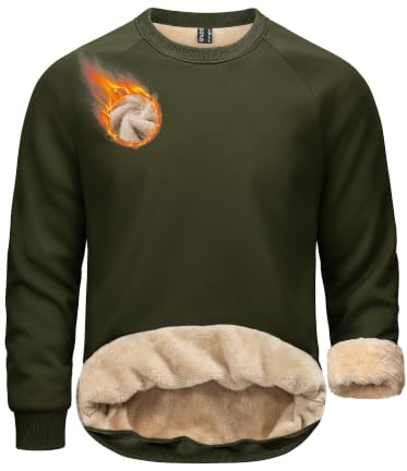 TACVASEN Fleece Pullover Herren Winter Sweatshirt Baumwolle Warm Pulli Rundhals Sport Langarmshirt Männer