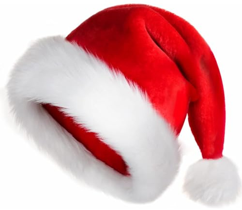Weihnachtsmütze, Nikolausmütze-Mütze, Rote Santa Mütze, Nikolausmütze Erwachsene, Plüsche Weihnachtsmann Mützes, Perfekt für Weihnachtsmann Kostüm Weihnachtsfeier für Herren/Damen (Erwachsener)