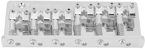 Brrnoo Bassbrücke, Bassgitarrenbrücken & Brückenteile Dicke Rücken Design Zinklegierung Fester Typ Bass -Gitarren -Teile für 6 Saiten Elektrobass (SILVER)