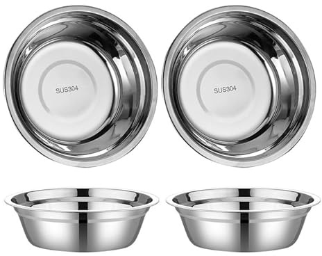 iplusmile 4 Pièces Bol Inox Cul de Poule Saladier Bassine Métallique Assiette Creuse pour Soupe Gamelle Incassable Cuisine Camping 14cm