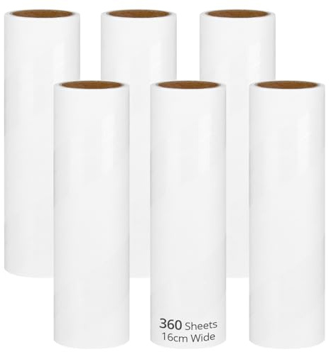 QWORK® 16CM Fusselroller, Größere Reinigungsfläche, 6 Rollen 360 Blätter Fusselroller-Nachfüllpackungen