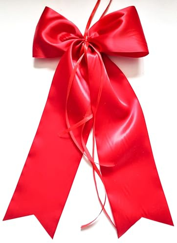 CaPiSo 20x40cm Große Satinschleife OHNE Basteln Geschenkschleife fertige Schleife Satin Schleife Fertigschleife (Einfach Rot)