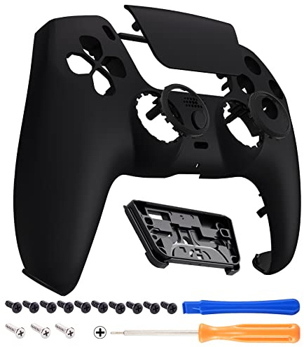 eXtremeRate Luna Redesigned Black Front Shell Touchpad Compatible with ps5 Controller BDM-010 020 030 040 050 060, DIY Replacement Faceplate Custom Touch Pad Cover Compatible with ps5 Controller