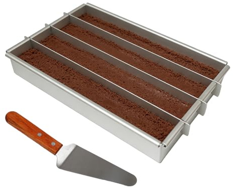 Pilikoll Rektangulär Justerbar Bakram med 4 Fack, Rektangulär Kakform med Non-Stick Beläggning, Battenberg Kakform för Kakberedning, Rostad Brödbakning, Lagerkakor (25×15,8×4cm)