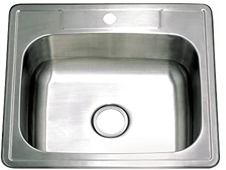Kingston GKTS252291 Bowl Drop-In Kitchen Sink, Brushed Stainless Steel