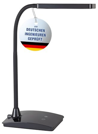 Maul LED Tischleuchte MAULpearly colour vario | Schreibtischlampe dimmbar | Leistungsstarke Arbeitsplatzleuchte | Schreibtischlampe mit 3000-6500K | Lampe für Schreibtisch, Büro | Schwarz