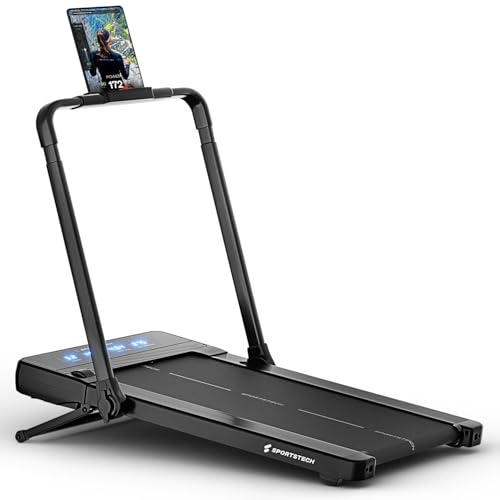 Sportstech, Walking Pad klappbar für Homeoffice + 180 kg belastbar sPad | Laufband für Zuhause mit Bluetooth und automatischer Steigung, platzsparend & geräuscharm für Büro, Wohnung und Fitnessraum