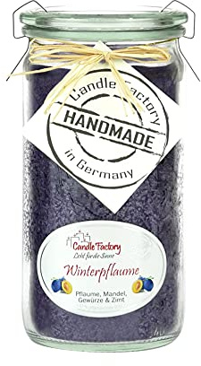 Candle Factory Mini-Jumbo Kerze mit Duft Glas in tollen Farben Mit Duft Mini-Jumbo Winterpflaume