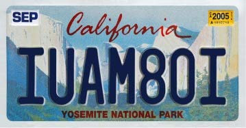 OPO 10 - Targa Auto USA - 30x15 cm Replica in Metallo: California Yosemite National Park (C05)