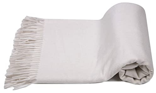 MA.AL.BI 1947 Morbido plaid in 100% Cashmere misura 150X180 cm (bianco), scatola regalo inclusa