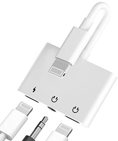 für Apple-zertifizierter für iPhone-Adapter Lightning auf 3.5 mm AUX-Audio-Klinkenstecker und Ladegerät-Verlängerung, Dongle, Kopfhörer-Headset-Splitter für 11,8 Plus, für iPad Air Y-Kabel-Konverter