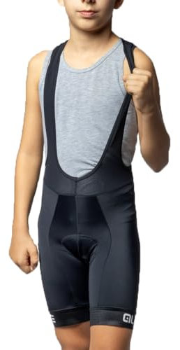 Alé Cycling Unisex Kinder Kid Cycling Bib Shorts Radlerhose, schwarz/weiß, 8 Jahre