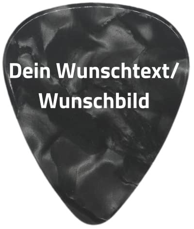 Plektrum mit Wunschtext oder Wunschbild - Personalisiertes Plektrum mit Druck - Individuell und schnell gestalten mit Wunsch-Druck - mit eigenem Bild oder Text (Thin, Schwarz (Perlmutt))