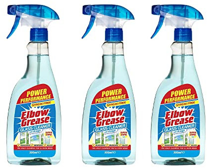 Elbow Grease Glass Cleaner with Vinegar for Windows and Mirrors, 500 ml - Window Cleaning Equipment (Pack of 3)