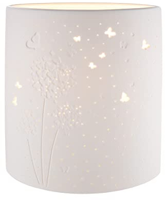 GILDE Prickel Lampe Tischlampe - Puste Blume - Dekoration - Höhe 20 cm, 32317, Weiß, Höhe 20,5 cm
