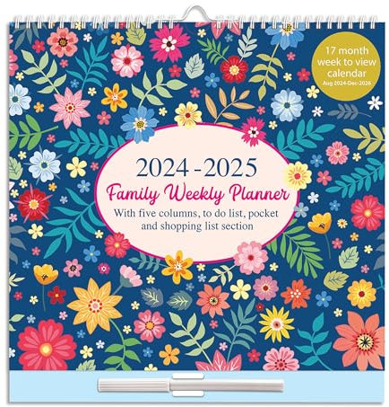 Large 2026 Couples Calendar – 2 Column Planner for Partners, Yellow Floral Wall Calendar, 22 × 38 cm