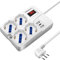 Ciabatta Multipresa con USB 3 USB, Mscien Elettrica Presa da Scrivania con interruttore automatico di protezione 10A, 2500W, 4 Prese (10/16A Universali ITA/Schuko), 3 metri Cavo
