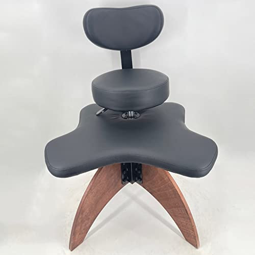 Kniestuhl aus Holz mit Rückenlehne, ergonomischer Sitz, höhenverstellbarer Hocker zur Haltungsverbesserung und Haltungskorrektur, dreieckige Beinstütze (Color : Grey Log Leg)